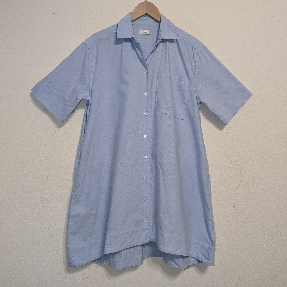 AYR Cotton Oxford Oversized Button Up Shirt Dress Size XS light blue